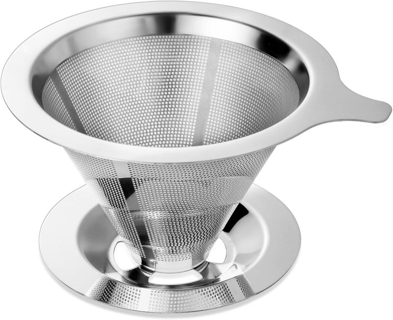 Annmexx Upgraded Pour Over Coffee Filter, Coffee Dripper, Paperless Mess Stainless Steel Coffee Filter, Maker One to Two Cup, Keeping Nature Coffee Flavour, Easy to Use and Clean (Large) - Image 1